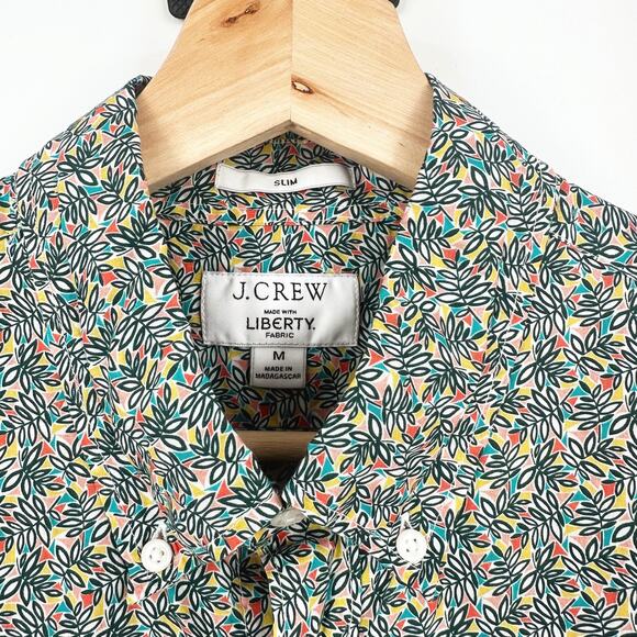 J Crew X Liberty Fabric Button Up Shirt Medium Slim Floral Art Colorful Preppy - Picture 4 of 8